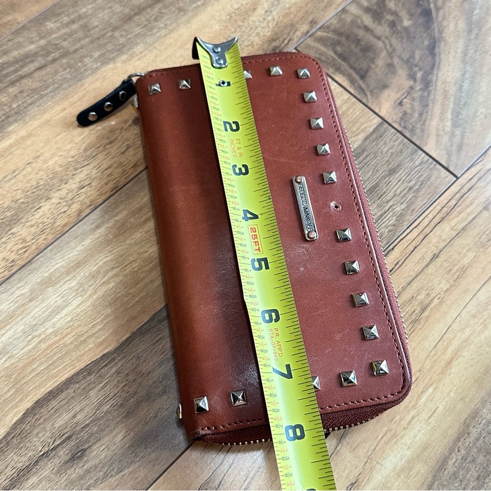 Rebecca Minkoff Brown Leather Wallet, Zippered, Studded, FLAWED - Picture 7 of 8